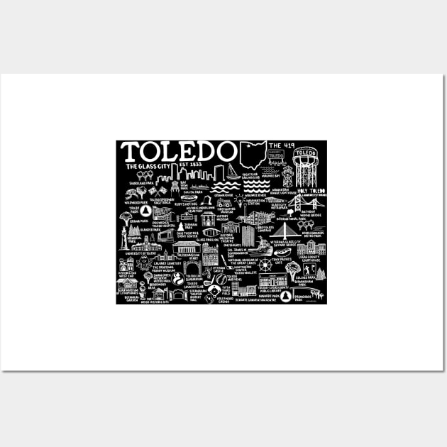 Toledo Ohio Map Wall Art by fiberandgloss